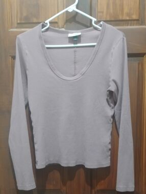 Universal Thread Long Sleeve Scoop Neck Top - Dusty Mauve